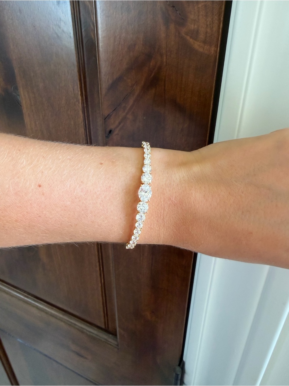 Gold-Tone Sparkling Tennis Bracelet with Clear Stones